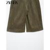 Zaprha 2025 New Arrival Suede Texture Effect Casual Shorts Female Outer Wear Fifth Pants Slim Looking 4344154