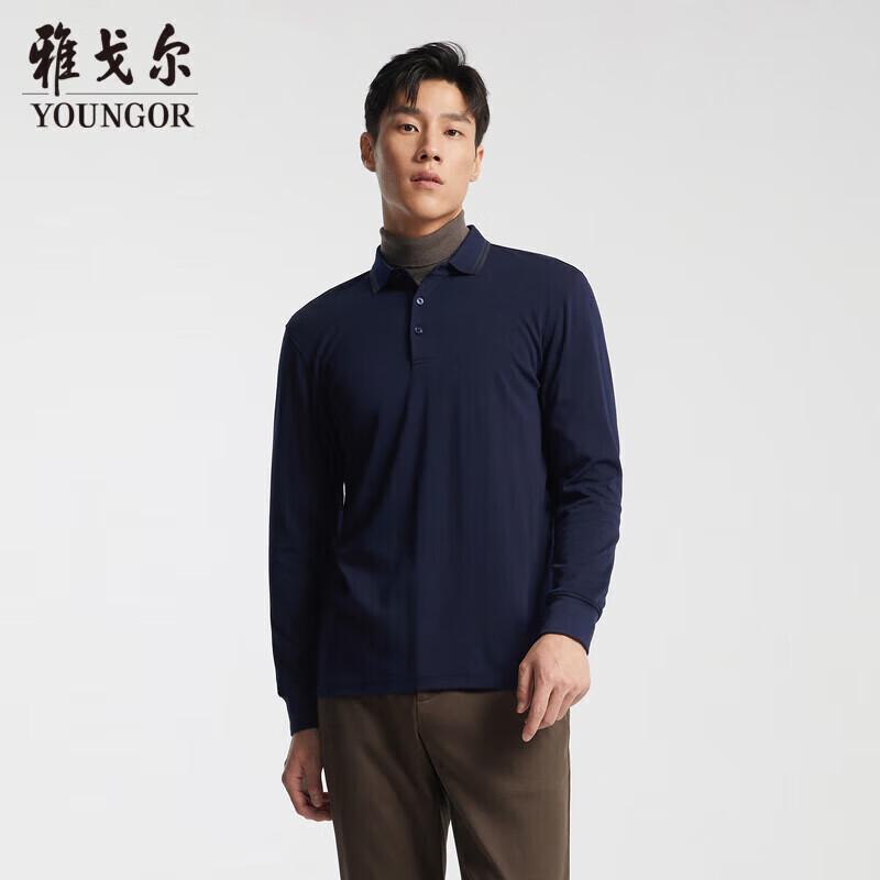 YOUNGOR Men s Business Casual Long Sleeve Polo Shirt XL