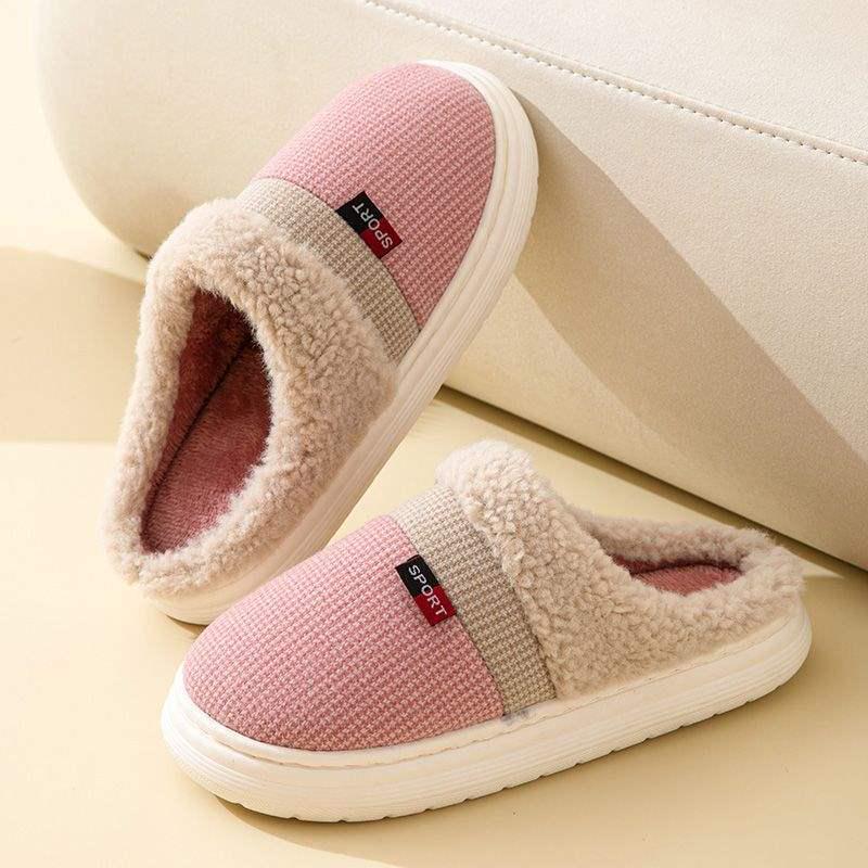 Pantoufles en coton peluche pour hommes et femmes - Hiver, Antidérapantes, Semelle épaisse, Fourrées, Chaussures d'intérieur chaudes