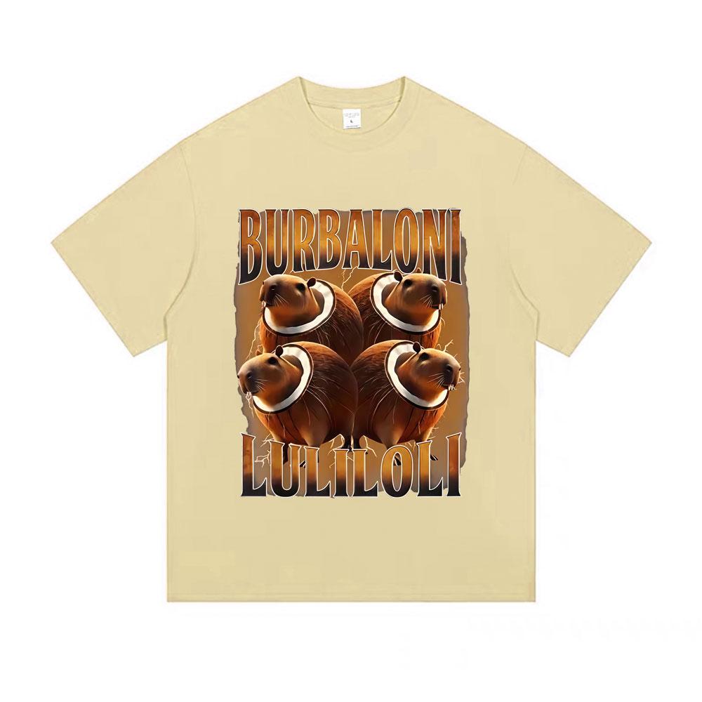 

Italian Brainrot Burbaloni Luliloli T-shirt Coconut Capybara Funny Meme Tshirt Summer Unisex Women Casual Humor Short Sleeve Tops 4XL