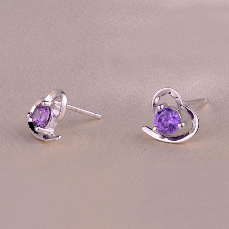 Korean Style Heart-shaped Silver-plated Earrings for Women - Fashionable European and American Jewelry
