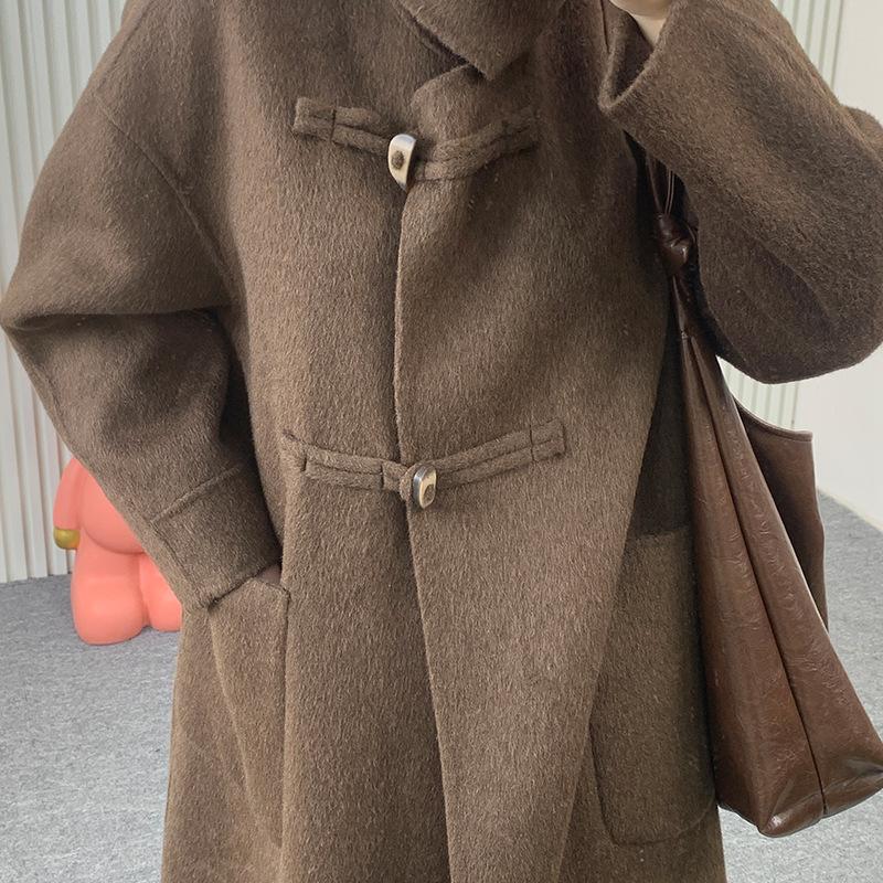 Neuer Temperament doppelseitiger Kaschmirmantel Stehkragen Slim-Fit Knopfleiste Wolljacke Pendler Kaschmirmantel