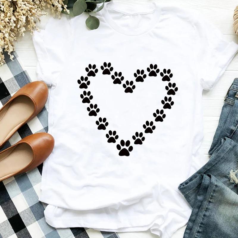 Women Graphic HuUnisex and Dogs Paws Cartoon Fashion Aesthetic Animal Short Sleeve Print FeUnisex Clothes Tops Tees Tshirt TShirts