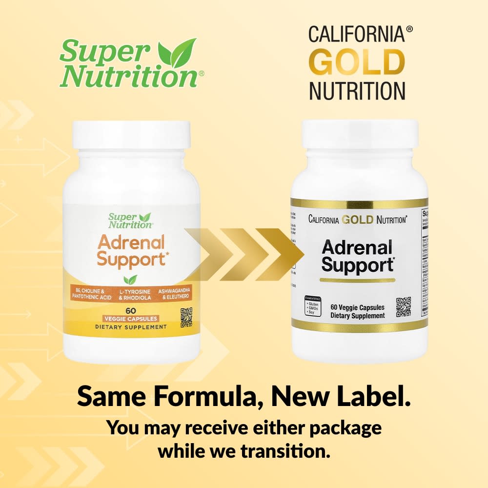 Super Nutrition Adrenal Support, 60 Veggie Capsules