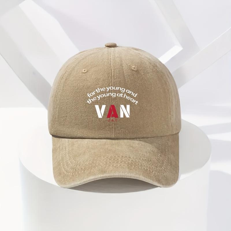 Vintage Washed Distressed Baseball Cap for Men and Women Vintage Style VAN Print Adjustable Fit Knit Casual Everyday Wear