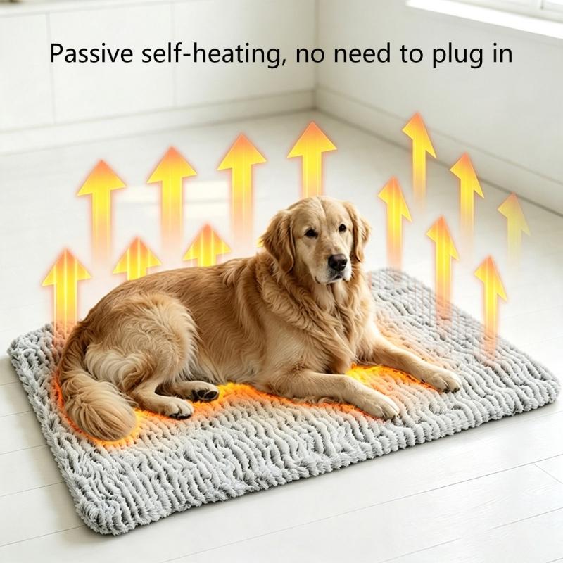 Washable Pet Warming Pad, Reflective Aluminum Film, Soft Textured Fabric and Traction Backing for Indoor Dog Lounging