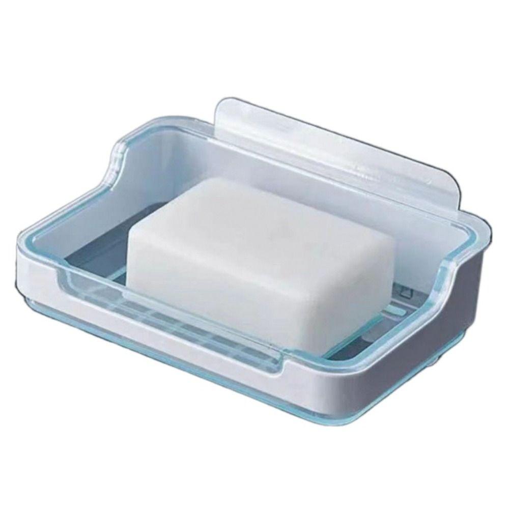 With Lid Soap Holder Organizer Double Layers Punch-Free Soap Storage Tray Detachable Wall Mounted Soap Dish
