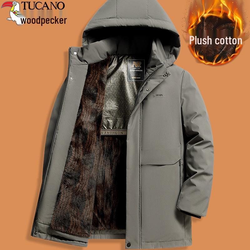 

2025 Winter Fleece-Lined Jacket for Dad: Thickened Down Cotton Coat for Middle-Aged and Elderly Men (50-70) 175/L for 100-115 lbs