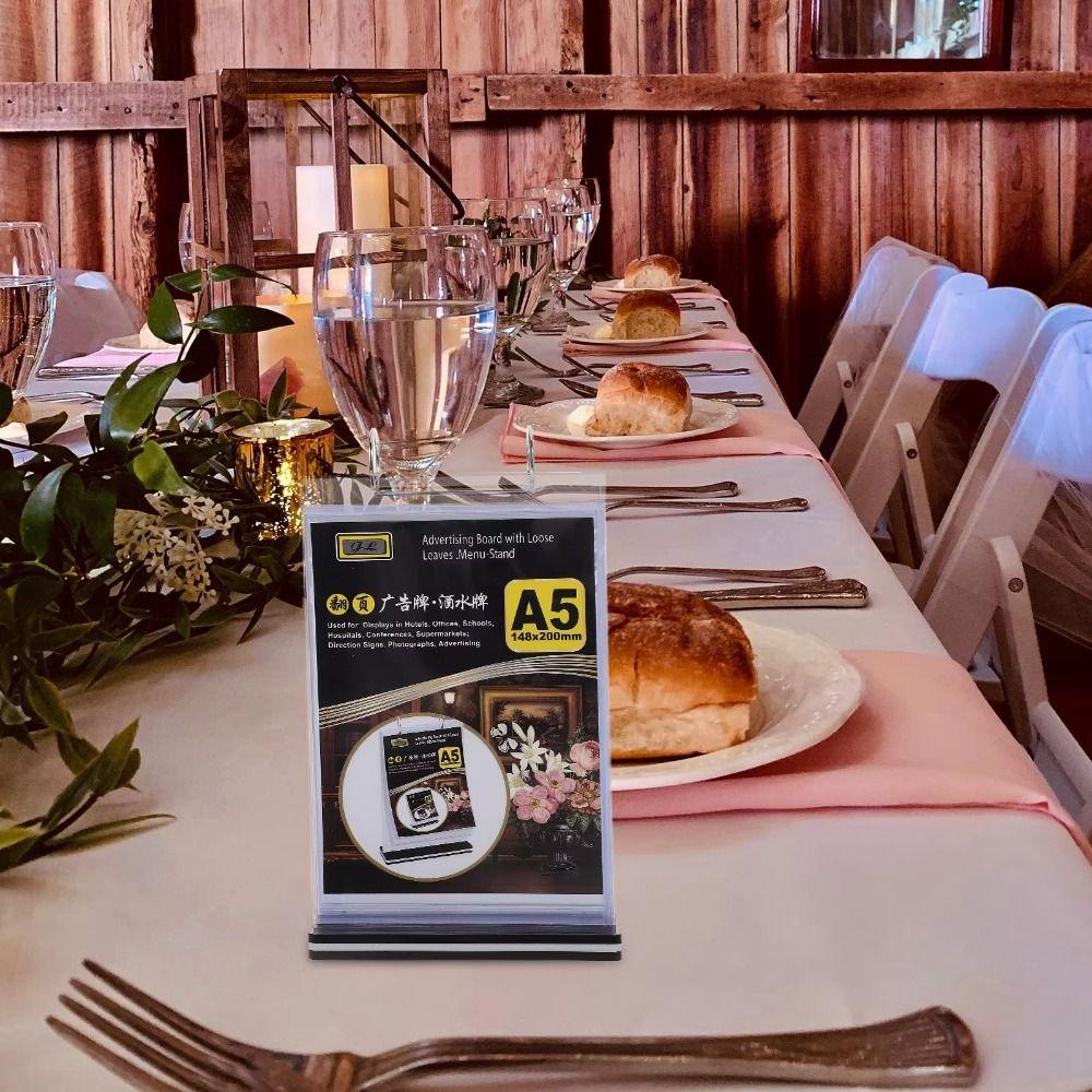 Clear PVC Poster Holder Sturdy Base Pageable Folder Convenient Menu Display Stand Restaurant