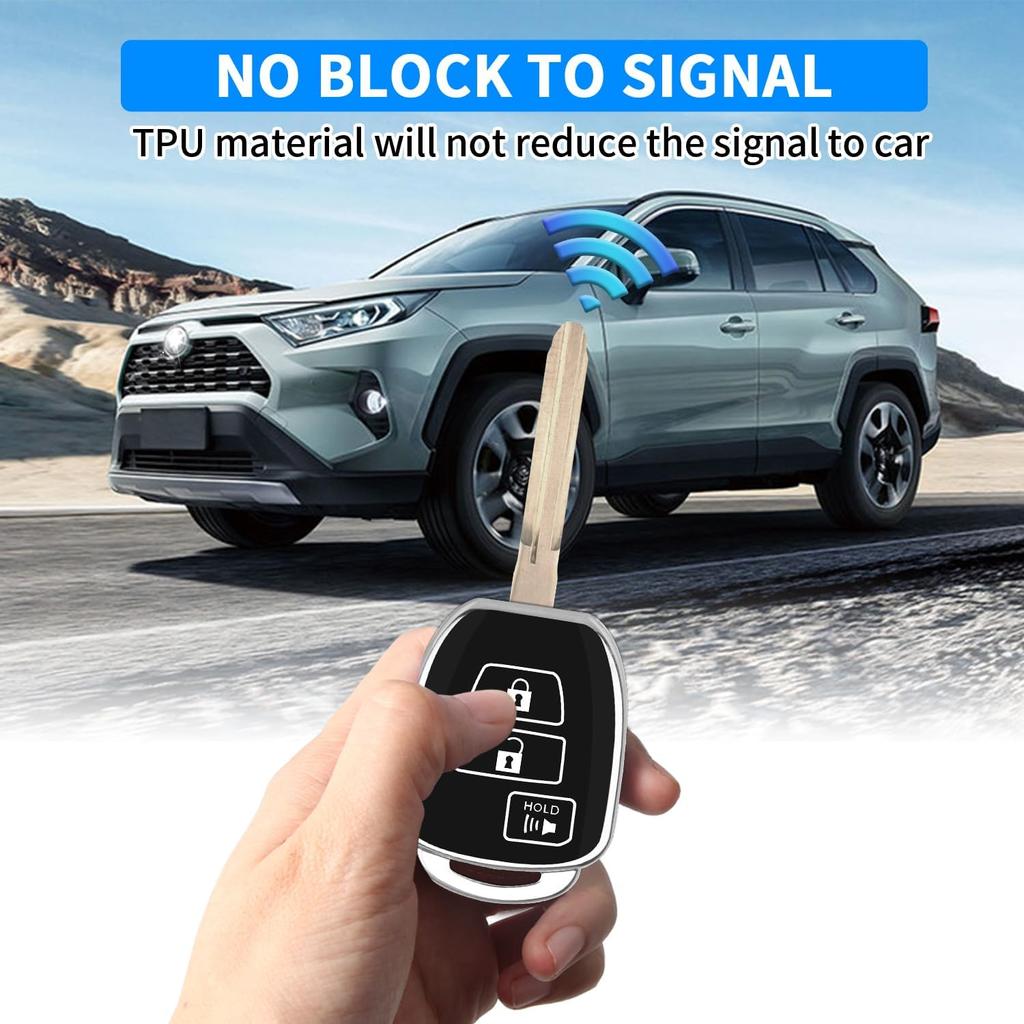 QBUC for Toyota Key Fob Cover with Keychain,Soft TPU Full Protection key fob cover Fit for Toyota 4Runner Corolla Tacoma etc