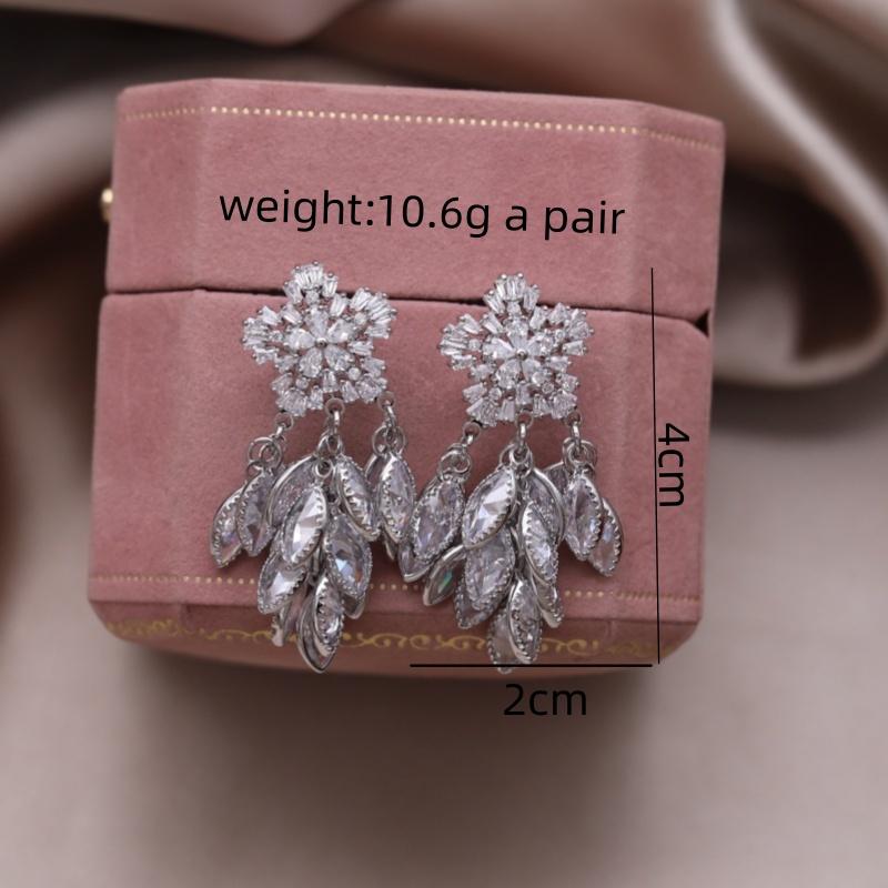 

Korean new design fashion jewelry 14K gold plated luxury flower zircon tassel earrings elegant women s evening party accessories