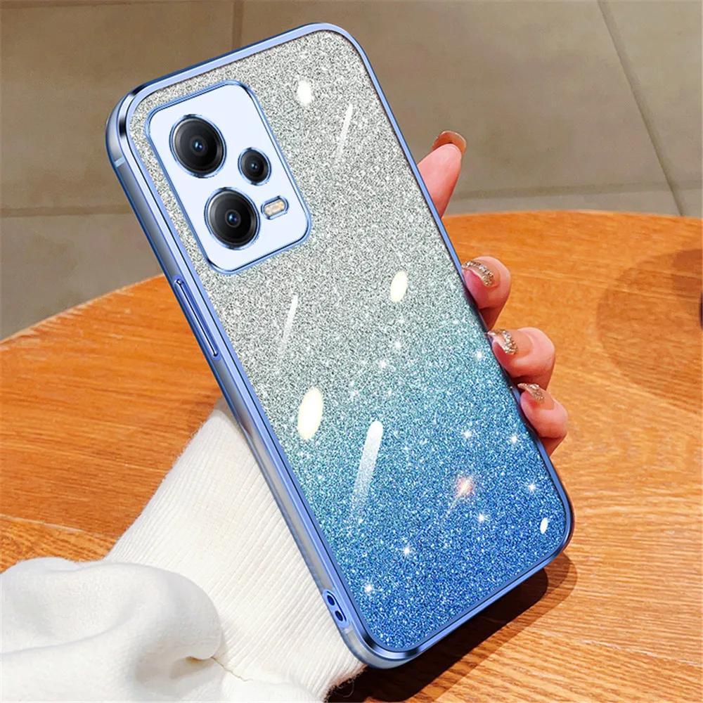 Luxury Gradient Glitter Plating Case for Xiaomi Redmi Note 13 12 Pro Plus 12S 11 11S 10 10S 9S 9 Pro 8 7 13C 4G 5G Soft Cover