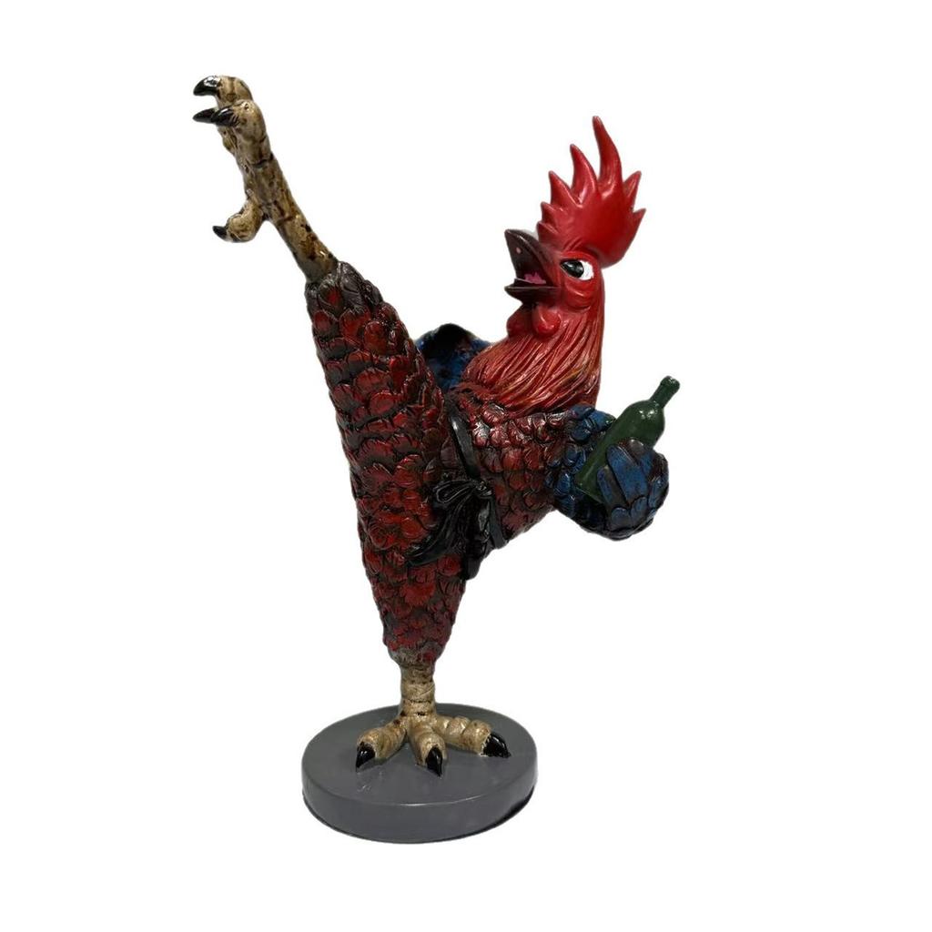 A Stylish Drunken Kung Fu Rooster Resin Figment For The Living Room Entrance Decoration, A Realistic Resin Sculpture Of A Big Rooster