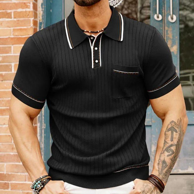 European and American Export Men's Clothing Amazon New Summer Knitwear Lapel Short-Sleeved Business Polo Shirt for Men Sy0186