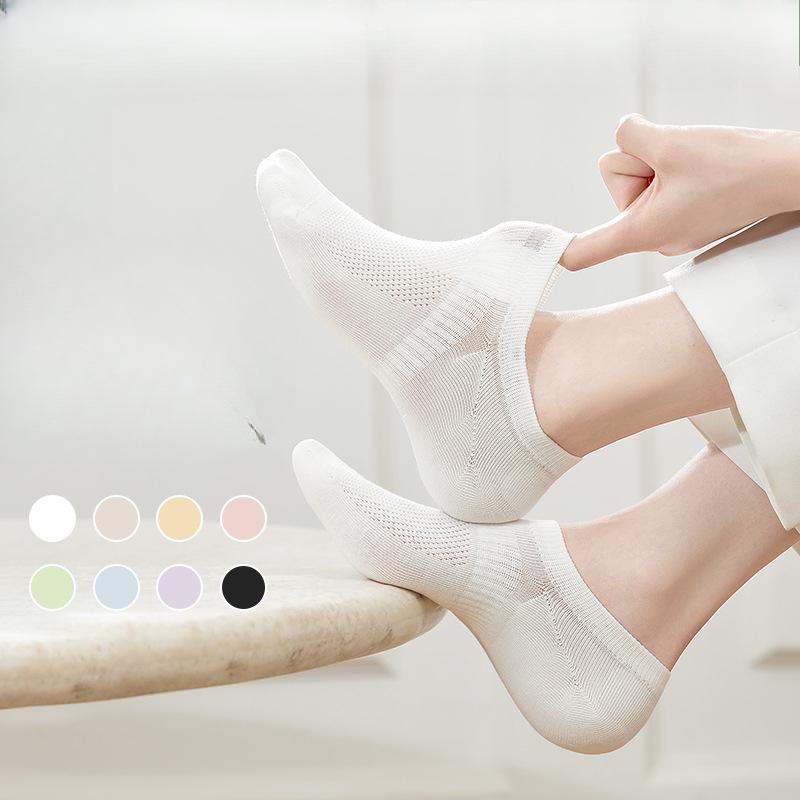

Female Summer Thin Style Wicking Sweat Pure Cotton Invisible Do Not Drop with Boat Socks 1 pair рожевий