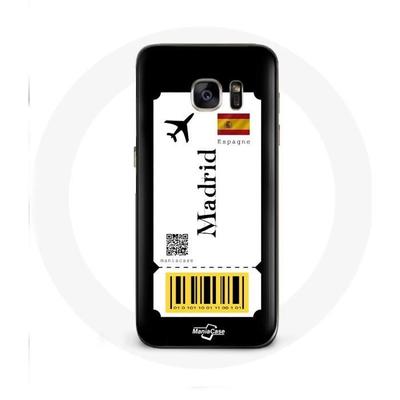 Coque - Samsung - Galaxy S7 Edge - Souple - Noir - Billet D'avion Madrid Espagne