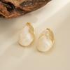 Ingemark Elegant Irregular White Resin Stud Earrings Women 2026 New Trendy Geometry Metal Piercing Earrings Party Jewelry Gift