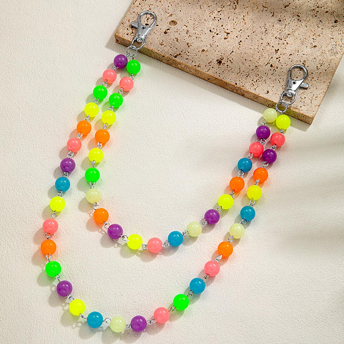 

1 piece of fashionable and personalized acrylic luminous beads double-layer stacked men s pants chain body chain