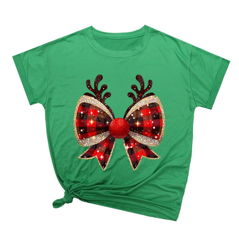 Weihnachtsschleife Kreativ Bedruckt Trendig Baumwoll-Top Lässige Sportbekleidung Locker Damen-T-Shirts Damen