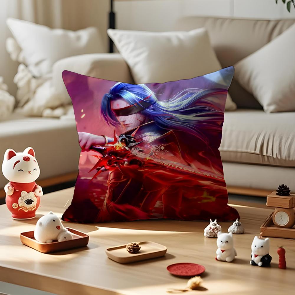 Soul Land Cushion Cover Anti-dustmite Pillowcase Invisible Zipper Silky Short Plush Sofa Cushion Cover