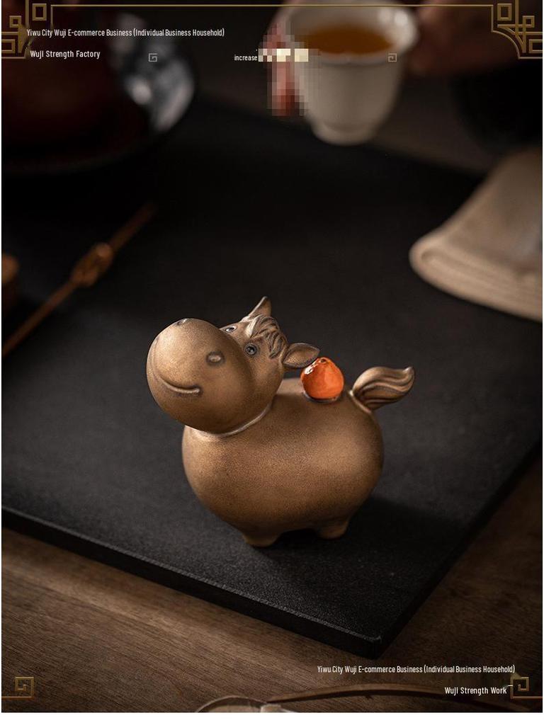 Coppia di Figure di Cavallo in Ceramica Rossa Tang - Mascotte Anno Zodiacale Arredo Tavolo