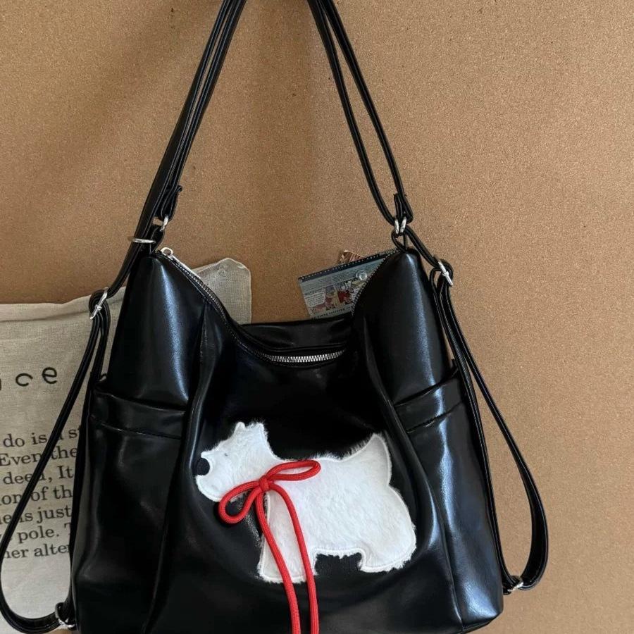 Cute niche tote bag female 2025 new Korean college style backpack large capacity shoulder commuter backpack