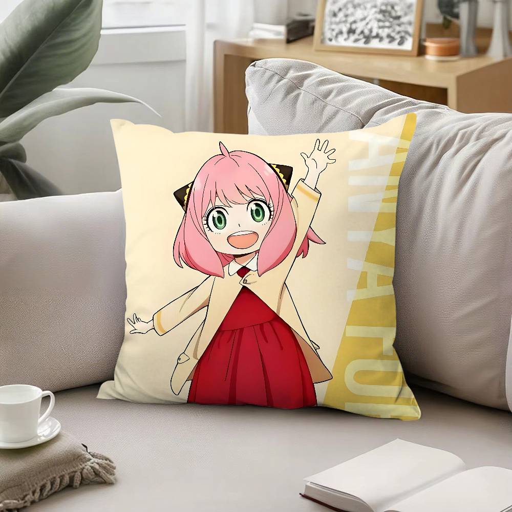 Cute A-Anya Forger Pillow Case Throw Pillow Cover Nordic Vintage Style Cushion Covers Home Living Room Sofa Couch Seat Decor