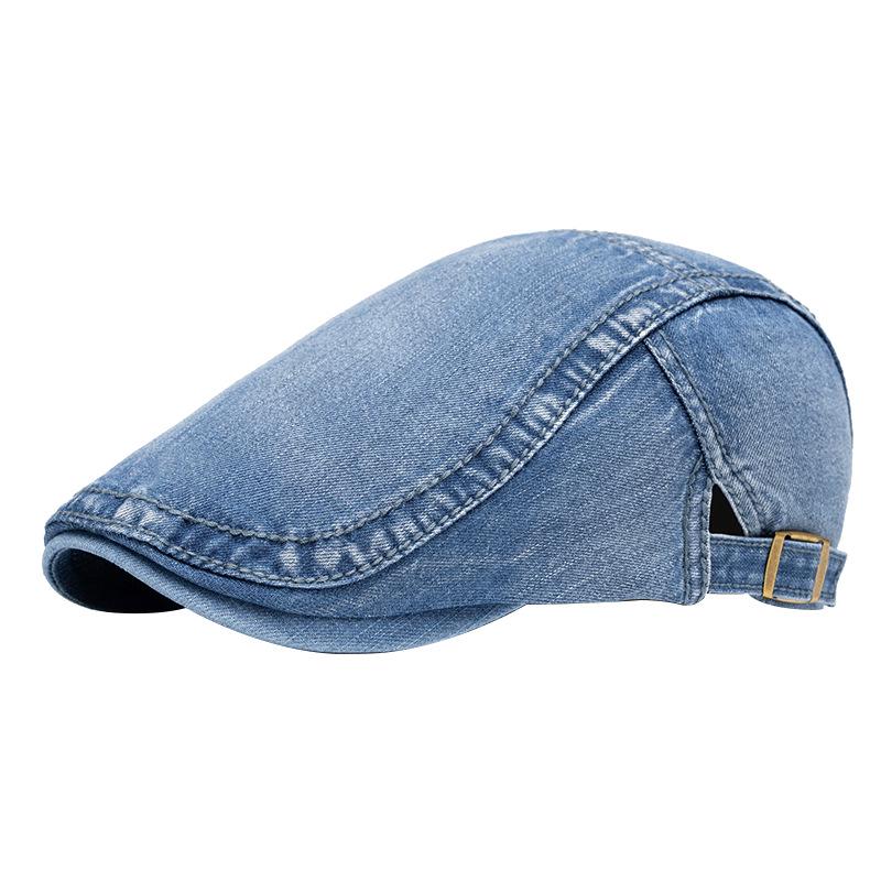 Washable Denim Duckbill Cap: Unisex Flat Cap & Newsboy Beret