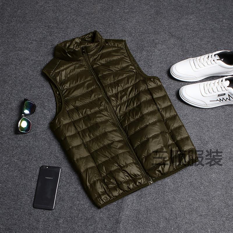 Pánská ultralehká bunda s kachní péřovou vestou Podzimní a zimní bunda s vysokým výstřihem bez rukávů Přenosná bílá kachní péřová vesta