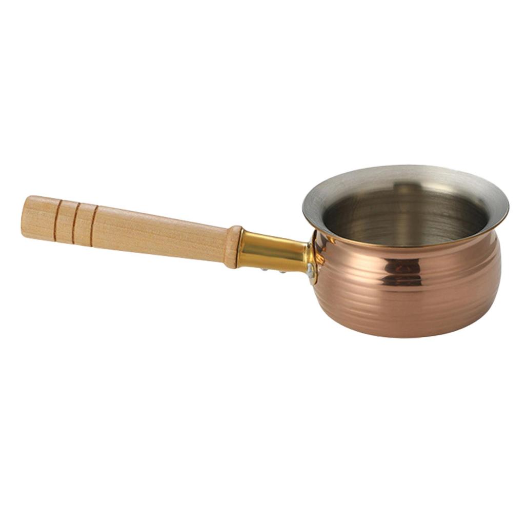 Saucepan with Wood Handle Milk Noodles Pot Portable Saucepan with Long Wood Handle for Kitchen Hotel Teahouse Home Restaurant