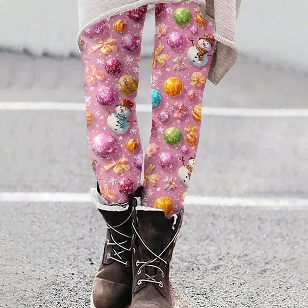 Women's Christmas Print Slim Fit Elastic Yoga Casual Pants