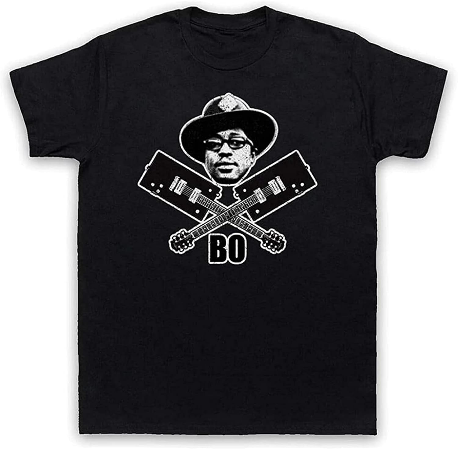 Bo Diddley The Originator R&B Rock Guitar Unofficial T-Shirt Unisex Tee Shirt XS чёрный