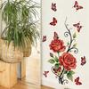 Romantic Vintage Red Rose Butterfly Wall Stickers, Self-Adhesive Decor for Living Room Bedroom Wall Decoration