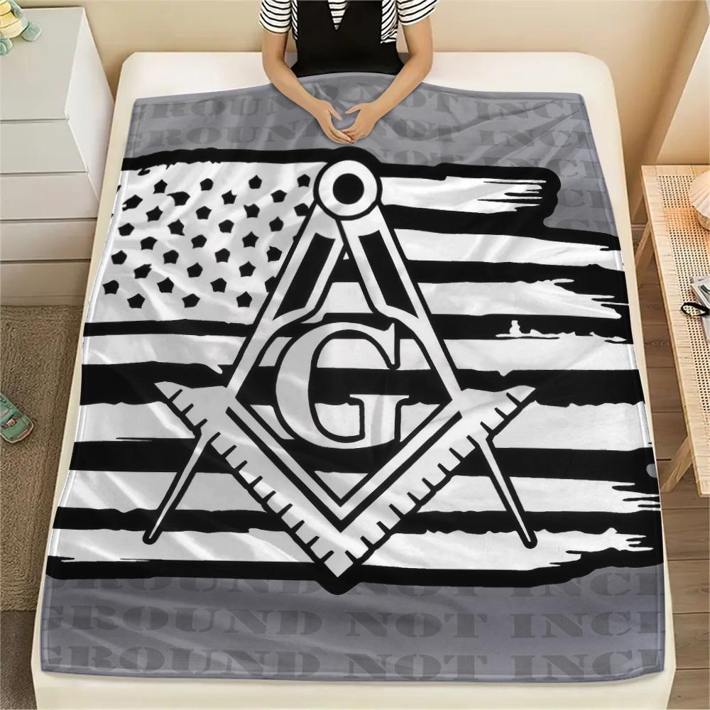 Freemasonry  Print Flannel Blanket, High Quality Comfortable for All Seasons, Home Decor, Warmth and Comfort