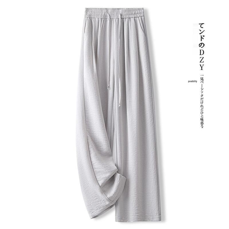 Spring/Summer 2025 Yamamoto Women's Textured Wide-Leg Draped Pants - Cool, Fashionable, Straight-Leg Design