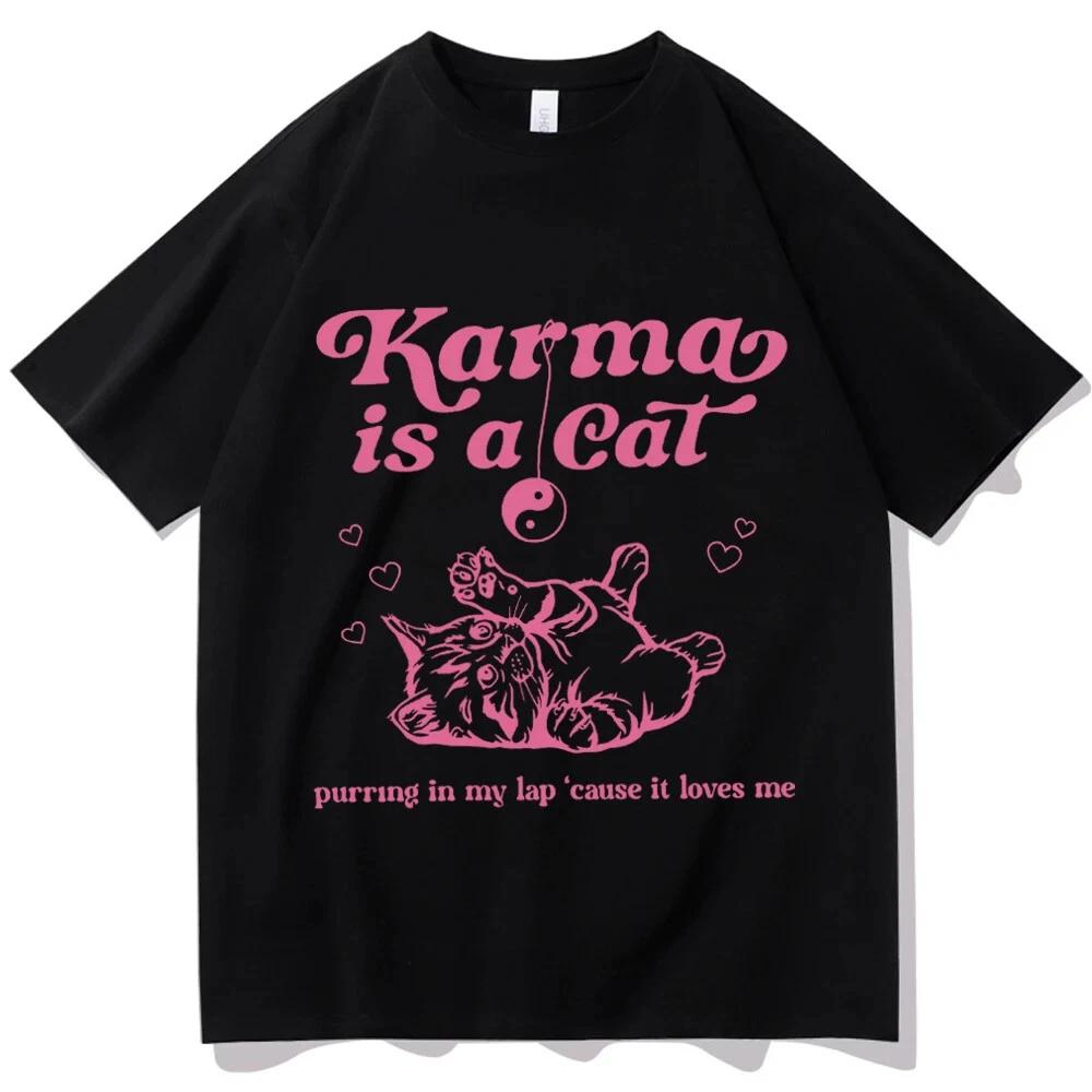 Men s and Women s T-shirts Karma Is A Cat Shirt Taylor Music Shirt Cat Shirt Taylor Merch Music Tour M