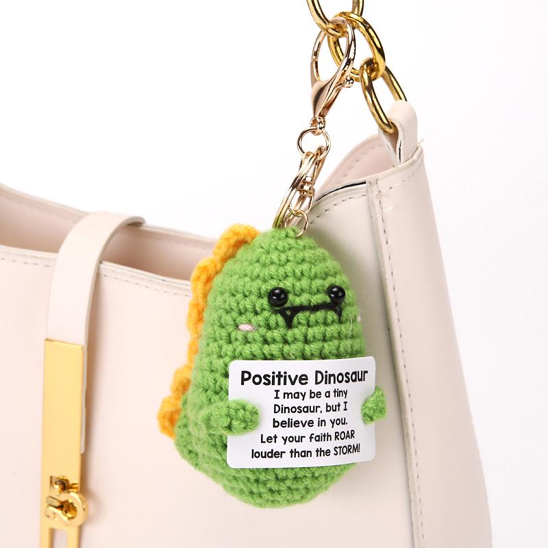 Gehäkelter Dinosaurier Schlüsselanhänger Anhänger - Wollstrickpuppe