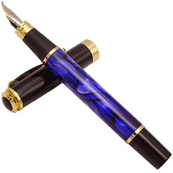 Jinhao 500 Blue Violet Fountain Pen Bent Nib, Fine to Broad Size Fude Pen with Converter and Pen Pouch