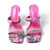 Fashion Shoes Slippers Soft Women Heels Glitter Slides Fashion Low Beige Heeled Sandals Pantofle Comfort High Jelly Summer Luxury Black