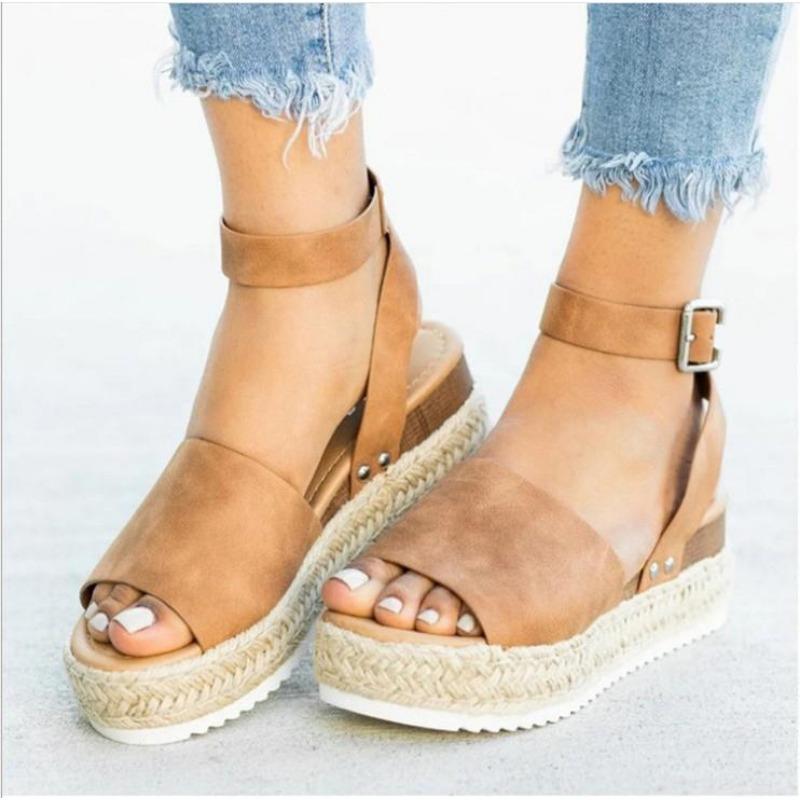 New Women's Shoes Hemp Rope Wedge Heel Light Bottom Fish Mouth Sandals Women