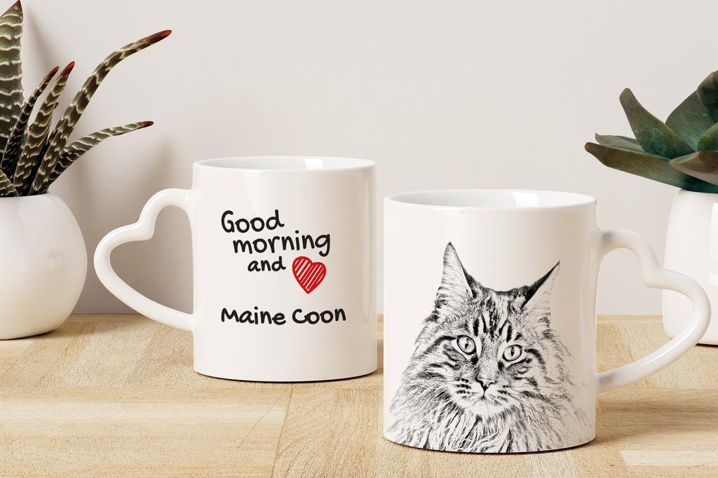 Maine Coon - cat mug, adorable heart-shaped handle mug, universal gift from Art-Dog brand
