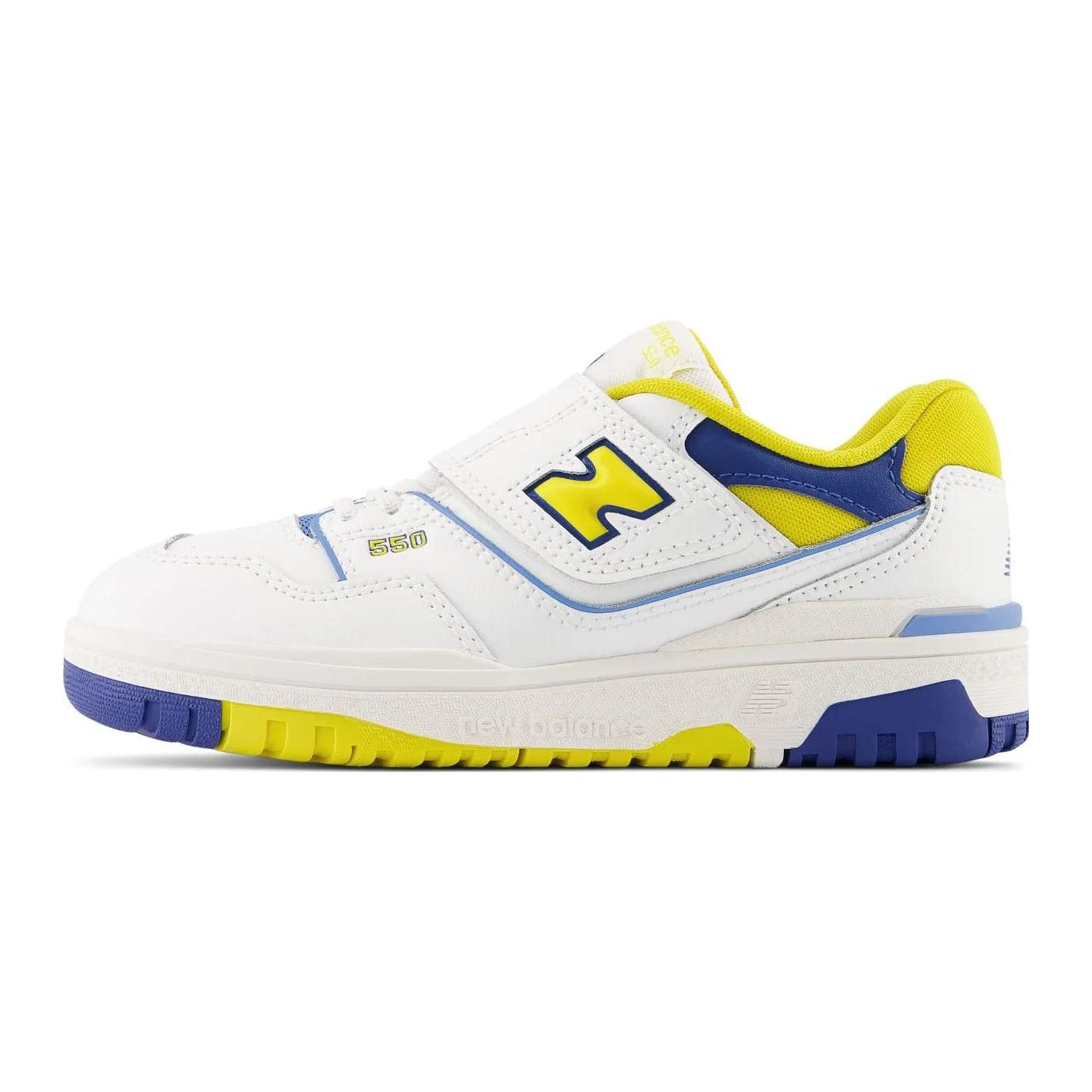 

New Balance Nb 550 Кожаные Кроссовки с Круглым Носком на Шнуровке Повседневная Обувь Детские кроссовки Белый Желтый PHB550CG 30