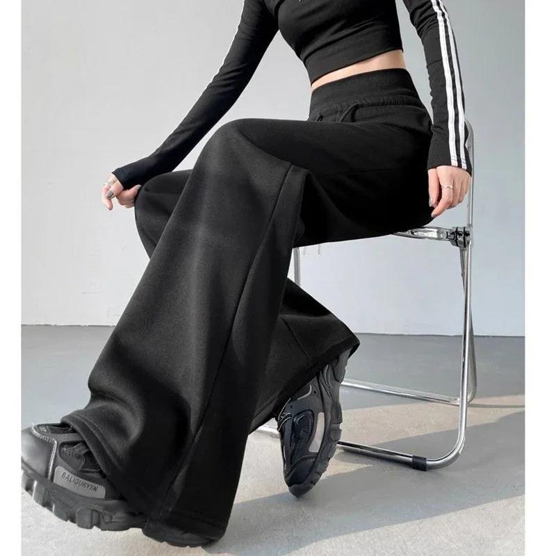 Women Classic High Wast Trousers Girls Loose Fit Wide Leg Casual Pants Chic Korean Sweatpants