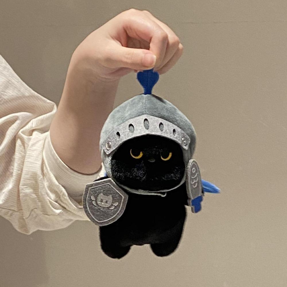 Shield Knight Cat Plush Doll Silly Black Cat Stuffed Toy Decoration Cat Plush Toy  Children