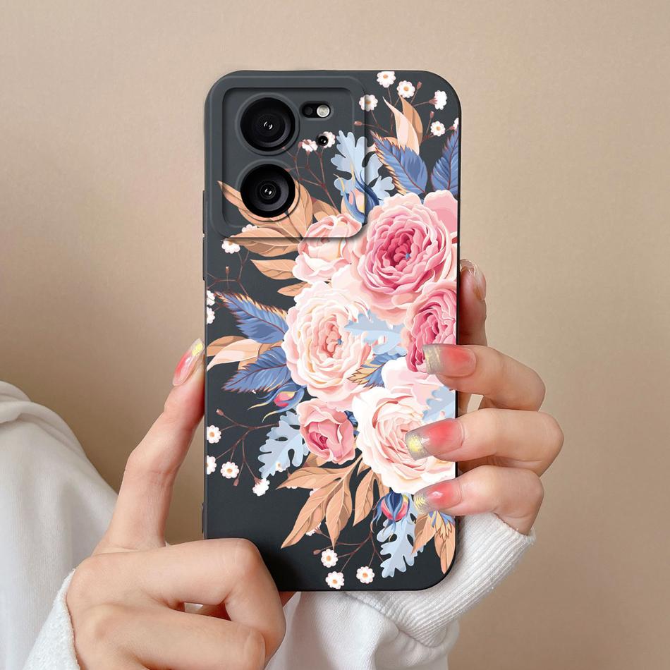 Case For Xiaomi 13T Pro Candy Painted Flowers Phone Cover For Xiaomi 13 T 13TPro Soft Liquid Silicone Shockproof Bumper Coque