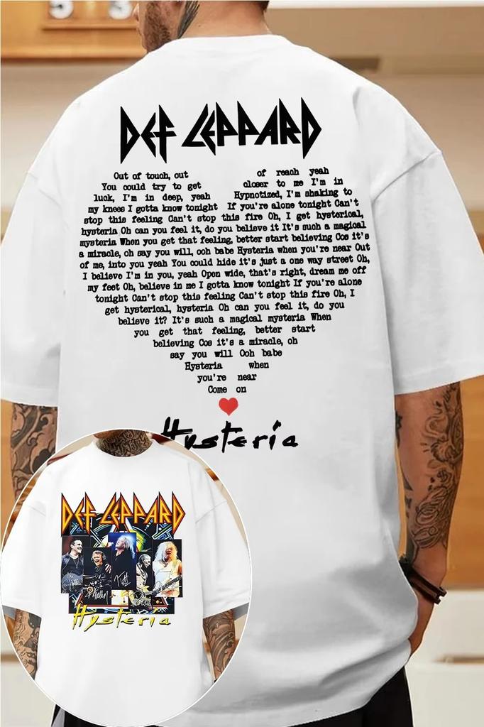 2026 Unisex Clothing Cotton Normcore Tshirt Def Leppard Band Hipster Retro Streetwear Unisex Fashion Oversized Women's Casual Shirt