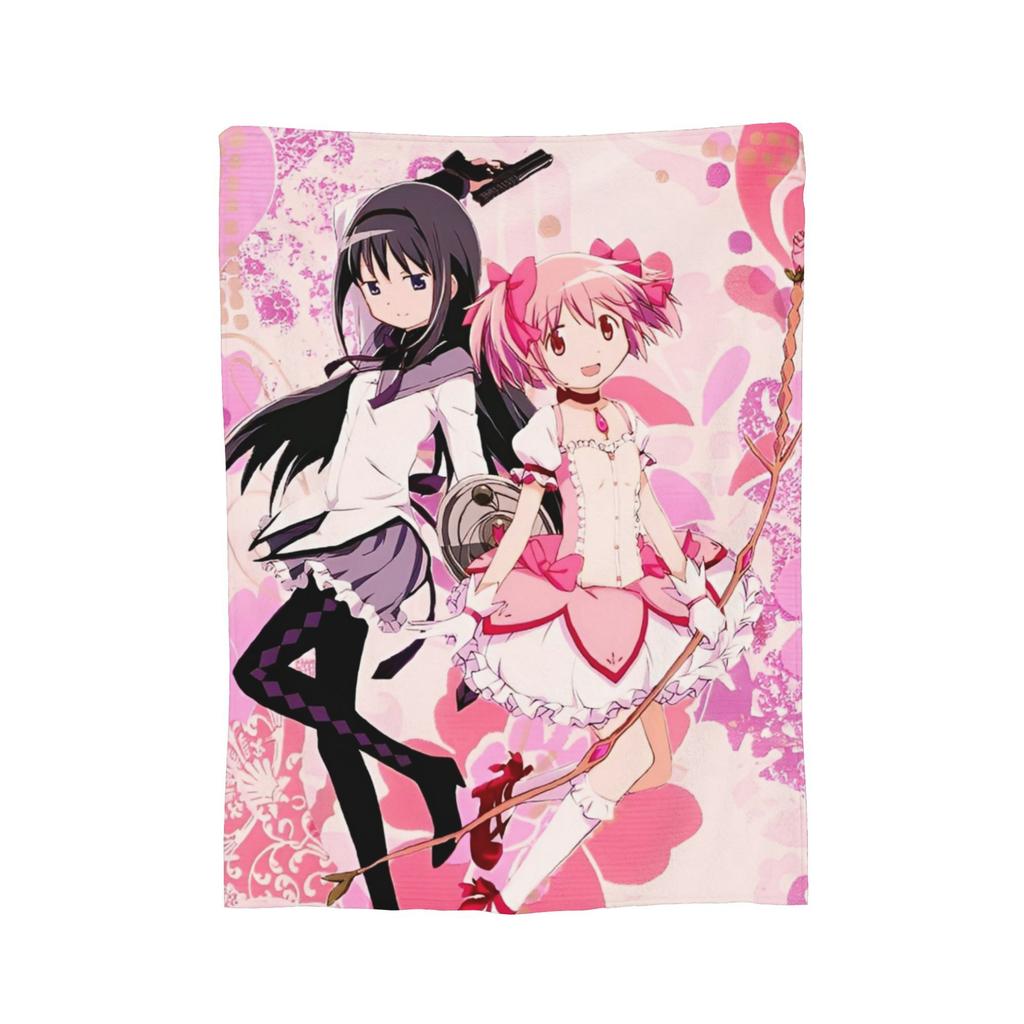 Kyubey Puella Magi Madoka Magica Cute  Coral Fleece Plush Throw Blankets Anime Blanket for Bed Bedroom Ultra-Soft Bedspread,