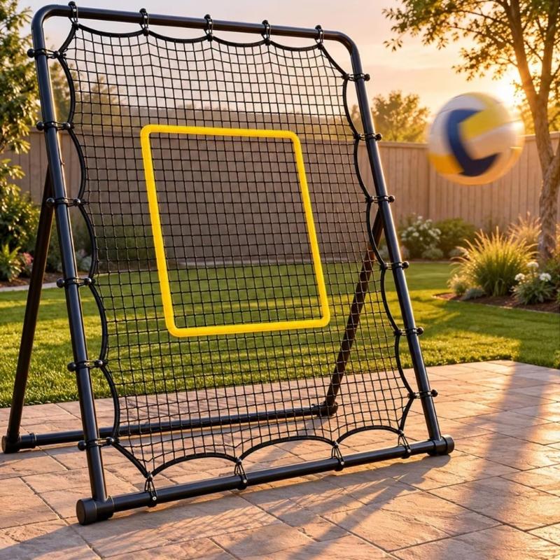 Rebounder Net for Ball Return Practice with a Clear Aiming Area, Polyester Construction and Edge Connection Points for School and Team Training