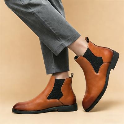 Wintermode Neue Hohe Stiefeletten Herren zum Hineinschlüpfen Chelsea Braune Knöchelhohe Stiefel Britische Marke Designer Lässige Stiefel Formelle Luxus Schuhe