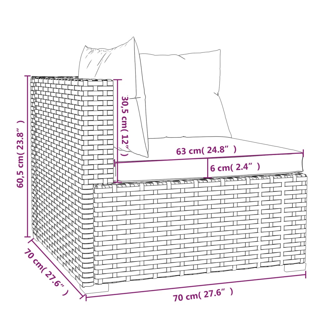 Vidaxl 3-Osobowa Sofa Z Poduszkami, Czarna, Polirattan